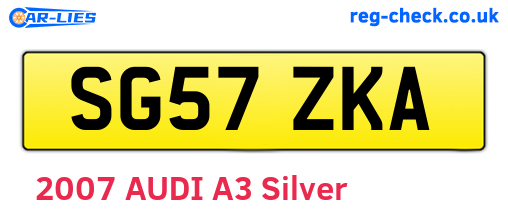 SG57ZKA are the vehicle registration plates.