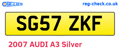 SG57ZKF are the vehicle registration plates.