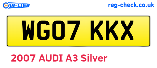 WG07KKX are the vehicle registration plates.