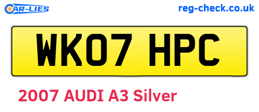 WK07HPC are the vehicle registration plates.