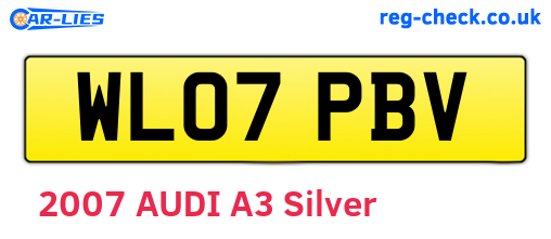 WL07PBV are the vehicle registration plates.
