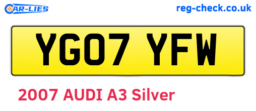 YG07YFW are the vehicle registration plates.
