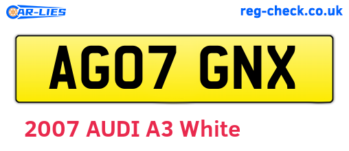 AG07GNX are the vehicle registration plates.