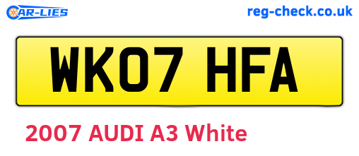 WK07HFA are the vehicle registration plates.