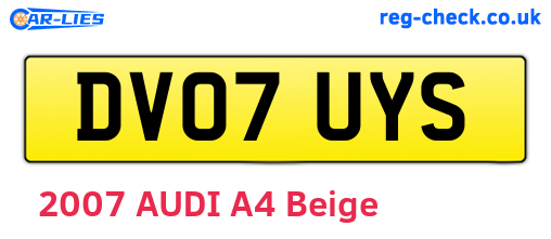 DV07UYS are the vehicle registration plates.