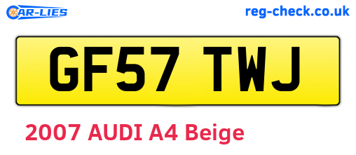 GF57TWJ are the vehicle registration plates.