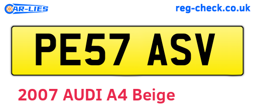 PE57ASV are the vehicle registration plates.