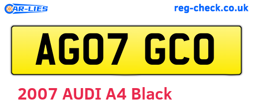 AG07GCO are the vehicle registration plates.