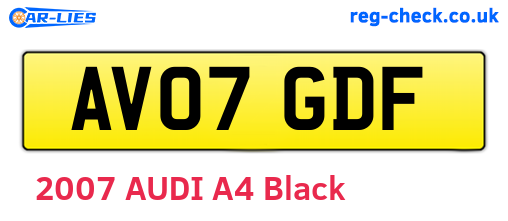 AV07GDF are the vehicle registration plates.