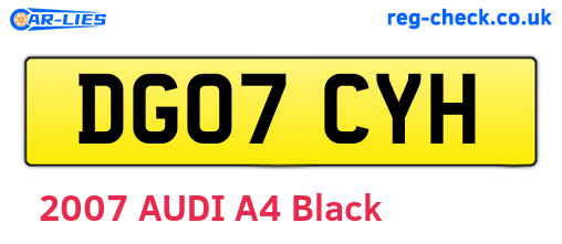 DG07CYH are the vehicle registration plates.