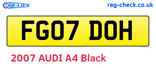FG07DOH are the vehicle registration plates.