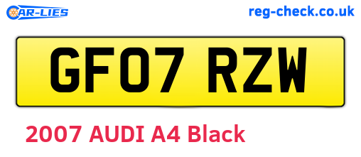 GF07RZW are the vehicle registration plates.