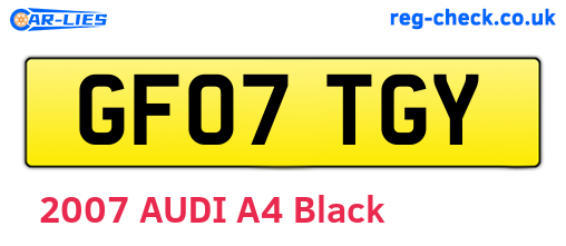 GF07TGY are the vehicle registration plates.