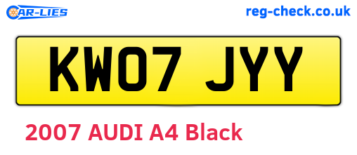 KW07JYY are the vehicle registration plates.