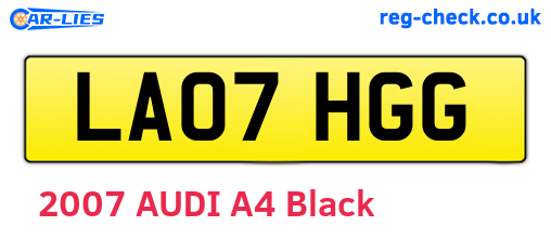 LA07HGG are the vehicle registration plates.