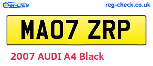 MA07ZRP are the vehicle registration plates.
