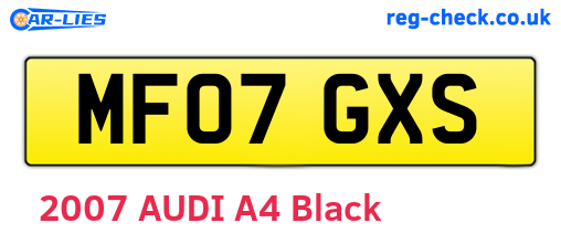 MF07GXS are the vehicle registration plates.