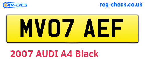 MV07AEF are the vehicle registration plates.