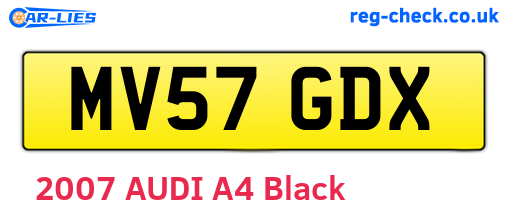 MV57GDX are the vehicle registration plates.