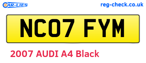 NC07FYM are the vehicle registration plates.