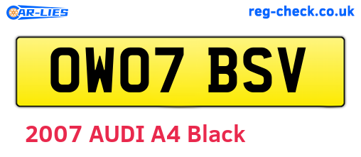 OW07BSV are the vehicle registration plates.