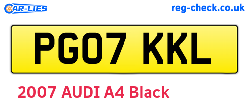 PG07KKL are the vehicle registration plates.