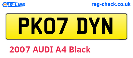 PK07DYN are the vehicle registration plates.