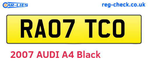 RA07TCO are the vehicle registration plates.