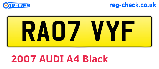 RA07VYF are the vehicle registration plates.