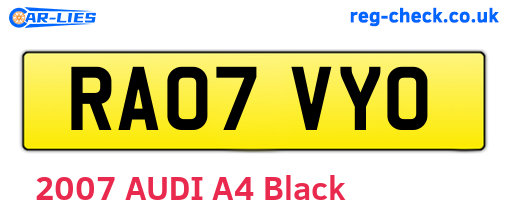 RA07VYO are the vehicle registration plates.