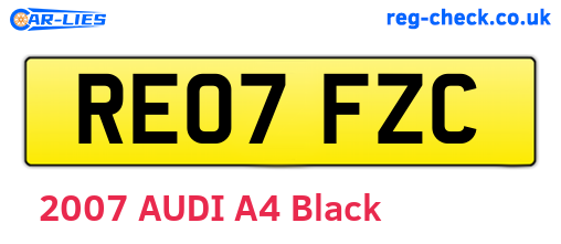 RE07FZC are the vehicle registration plates.