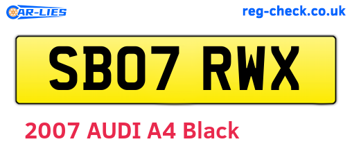 SB07RWX are the vehicle registration plates.