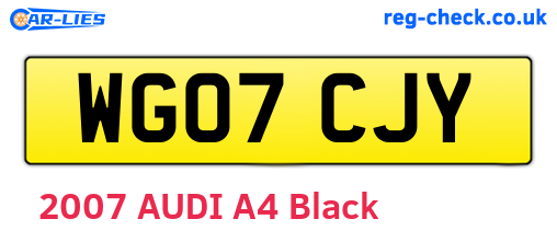 WG07CJY are the vehicle registration plates.