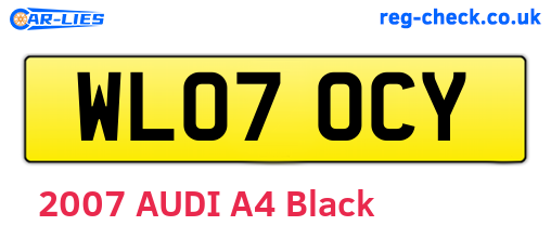 WL07OCY are the vehicle registration plates.