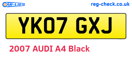 YK07GXJ are the vehicle registration plates.