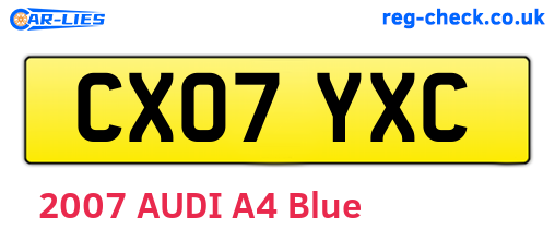 CX07YXC are the vehicle registration plates.