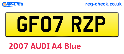 GF07RZP are the vehicle registration plates.