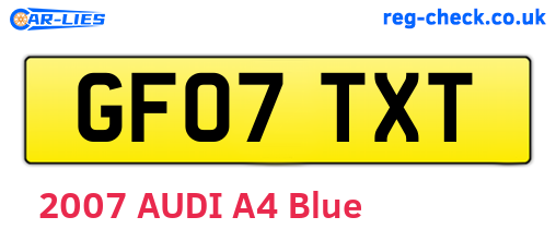 GF07TXT are the vehicle registration plates.