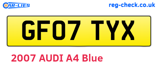 GF07TYX are the vehicle registration plates.