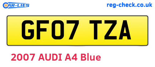 GF07TZA are the vehicle registration plates.