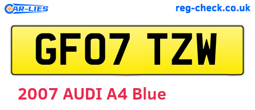 GF07TZW are the vehicle registration plates.