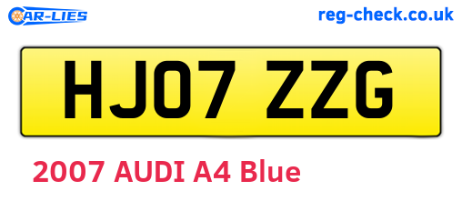HJ07ZZG are the vehicle registration plates.