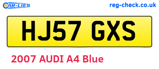 HJ57GXS are the vehicle registration plates.