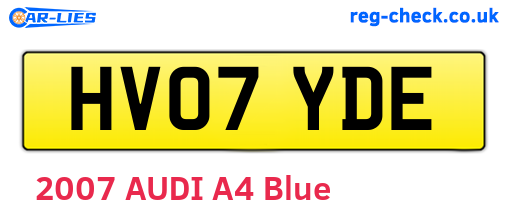 HV07YDE are the vehicle registration plates.