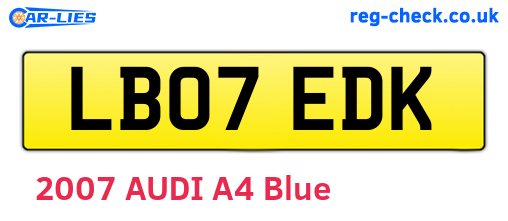 LB07EDK are the vehicle registration plates.