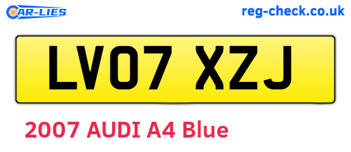 LV07XZJ are the vehicle registration plates.