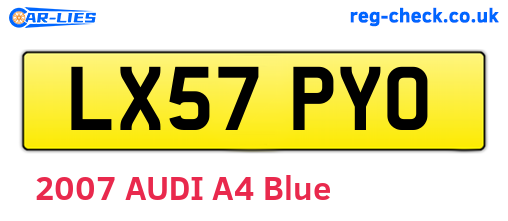 LX57PYO are the vehicle registration plates.
