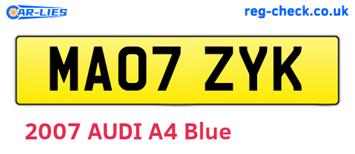 MA07ZYK are the vehicle registration plates.