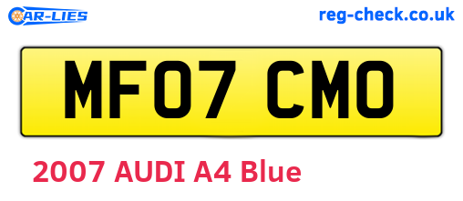 MF07CMO are the vehicle registration plates.