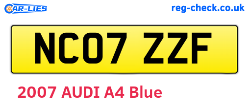 NC07ZZF are the vehicle registration plates.